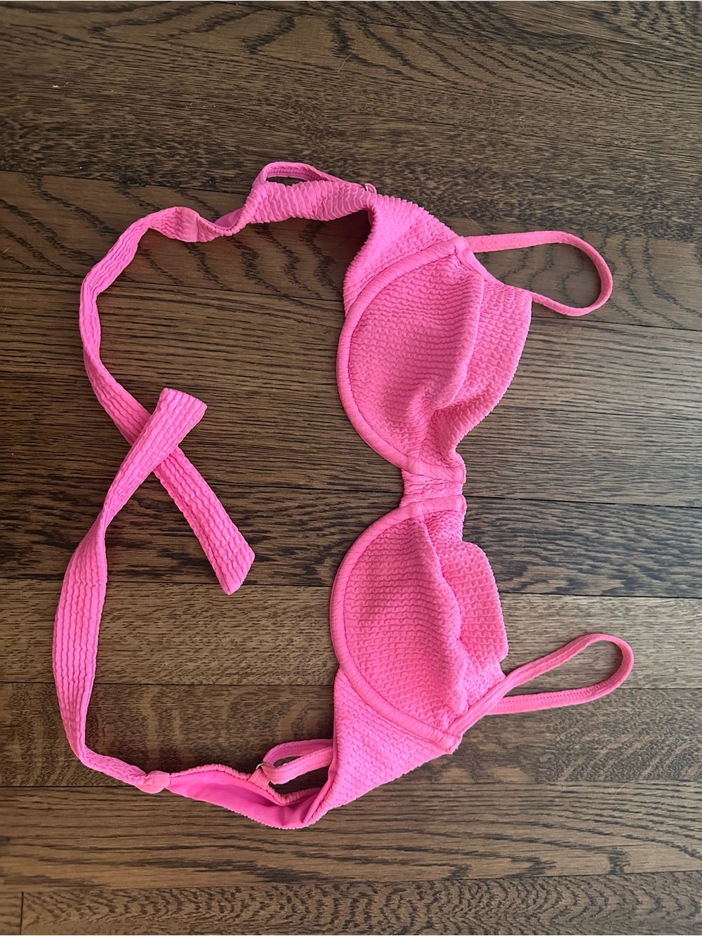 Monday Swimwear | Neon Hot Pink Ribbed Capri Bikini Top | Small